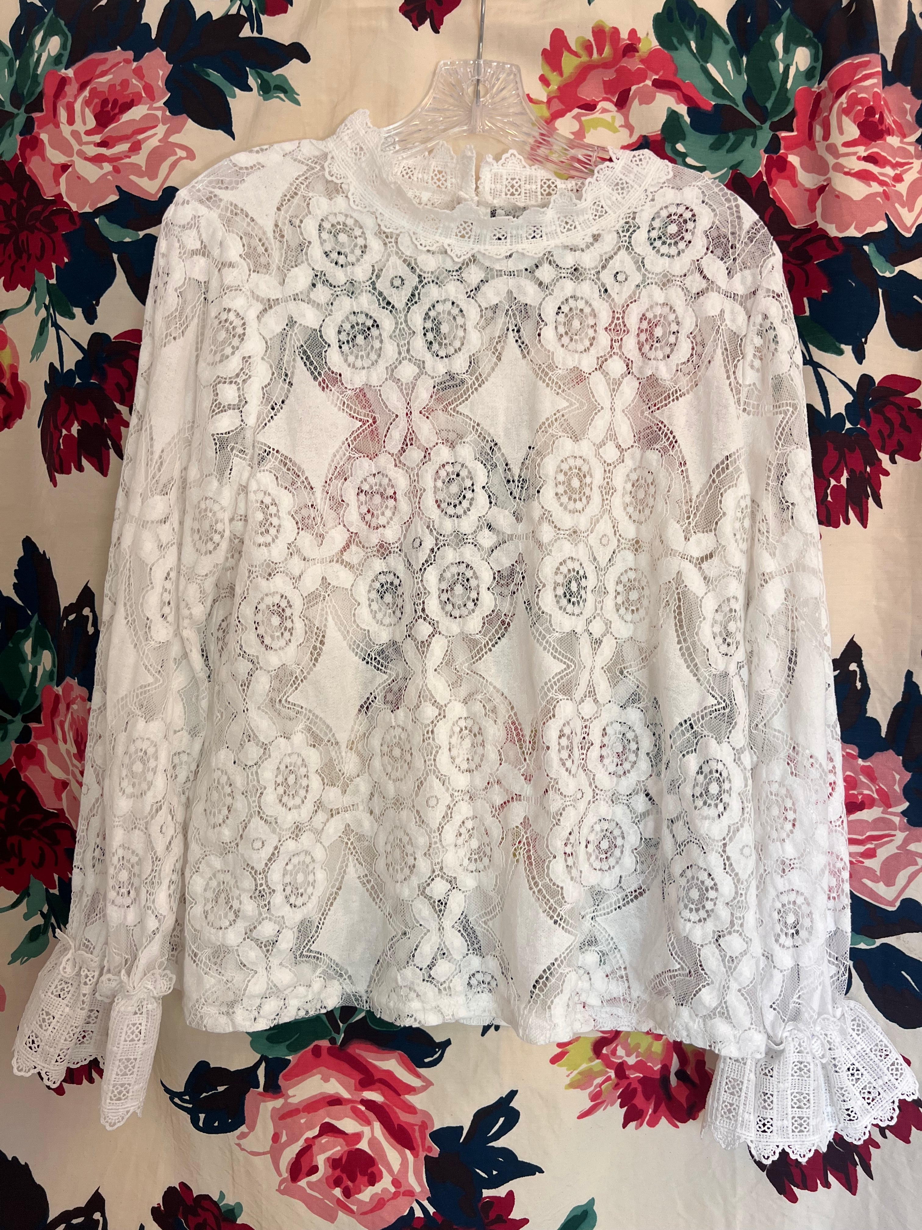 White Lace Blouse- Medium