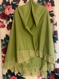 Vintage Avocado Green Oval Tablecloth Fabric for Upcycling