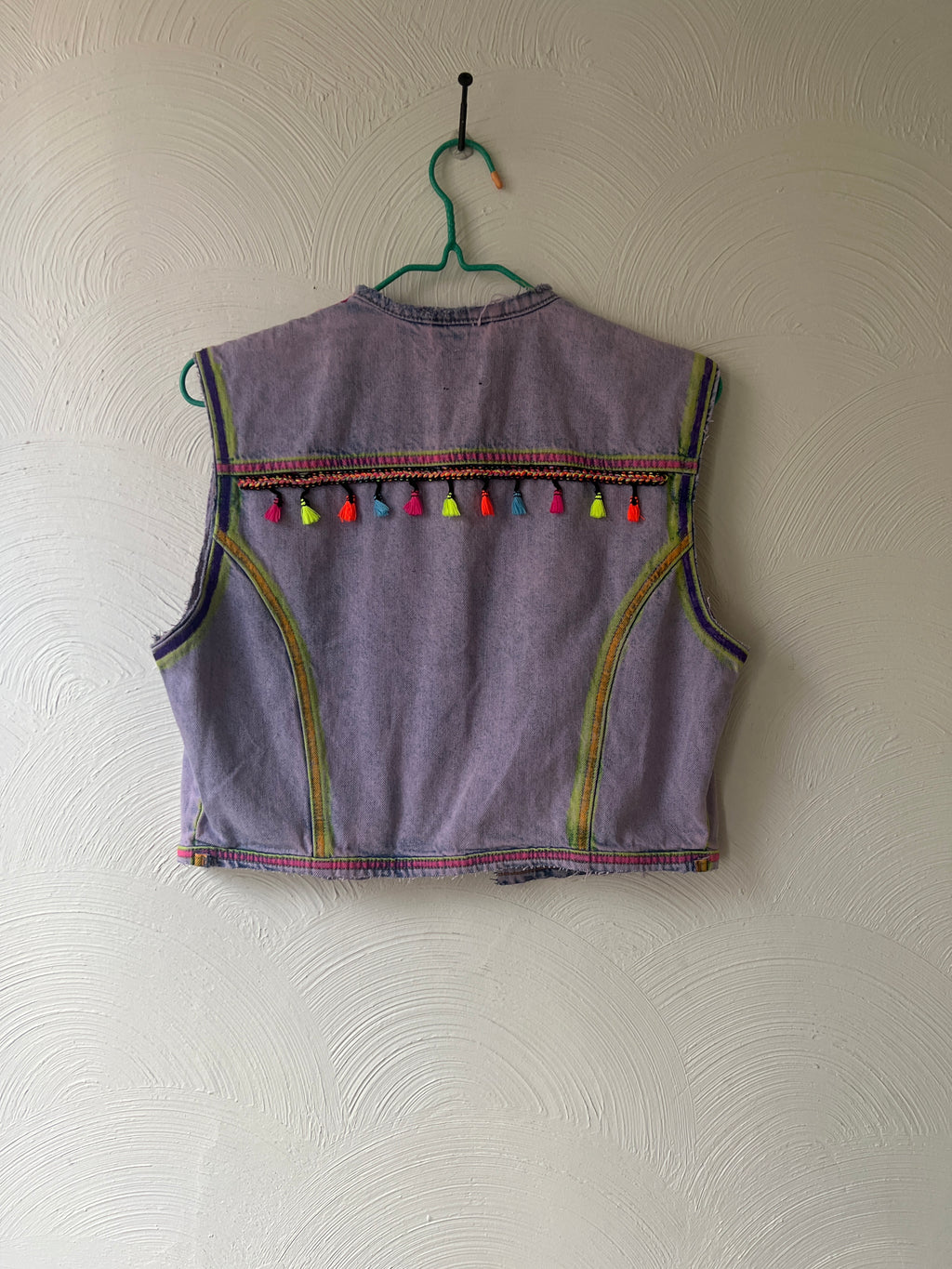 Neon Accented Denim Vest- Small
