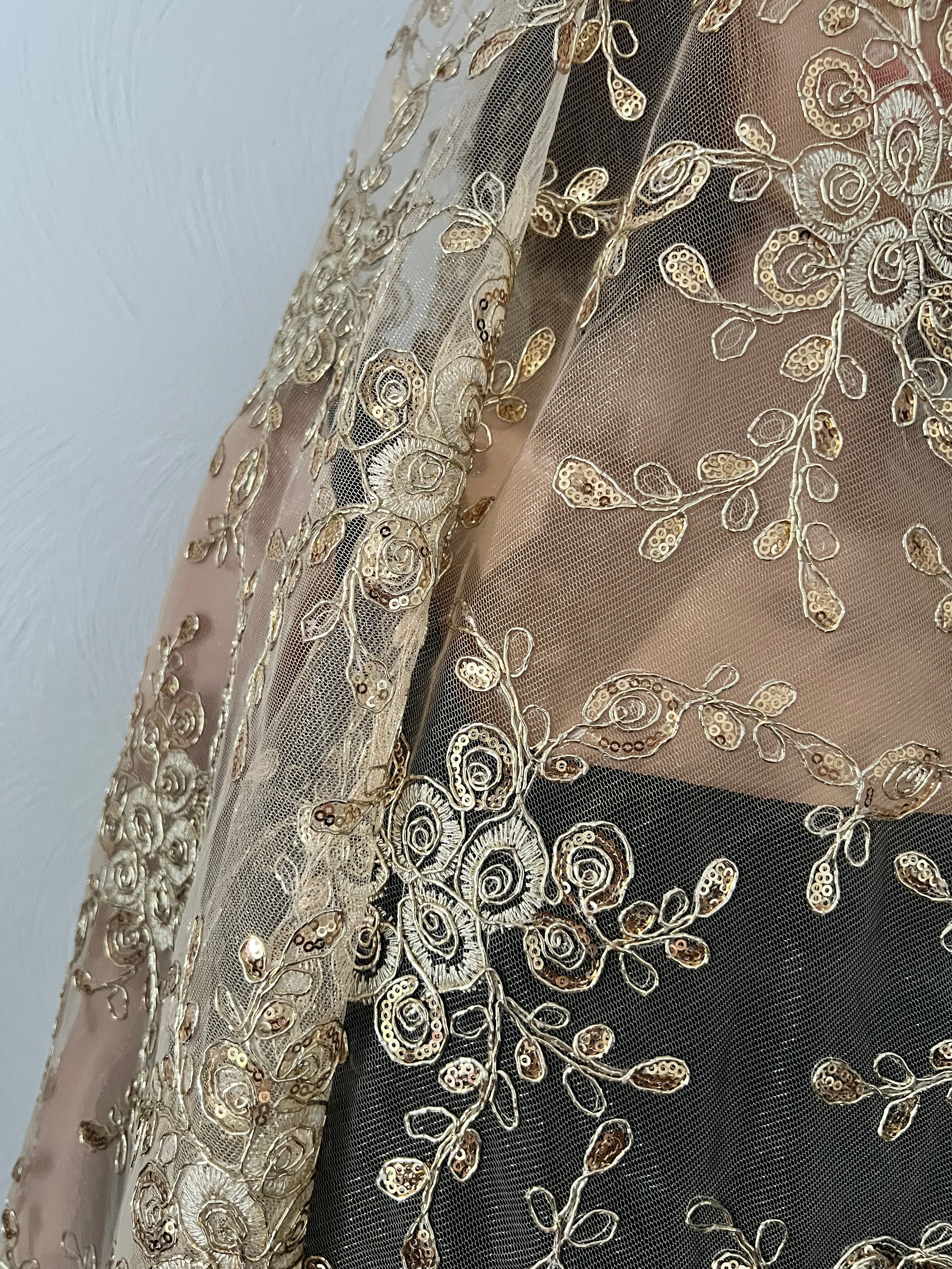 Large Piece of Golden Lace Fabric