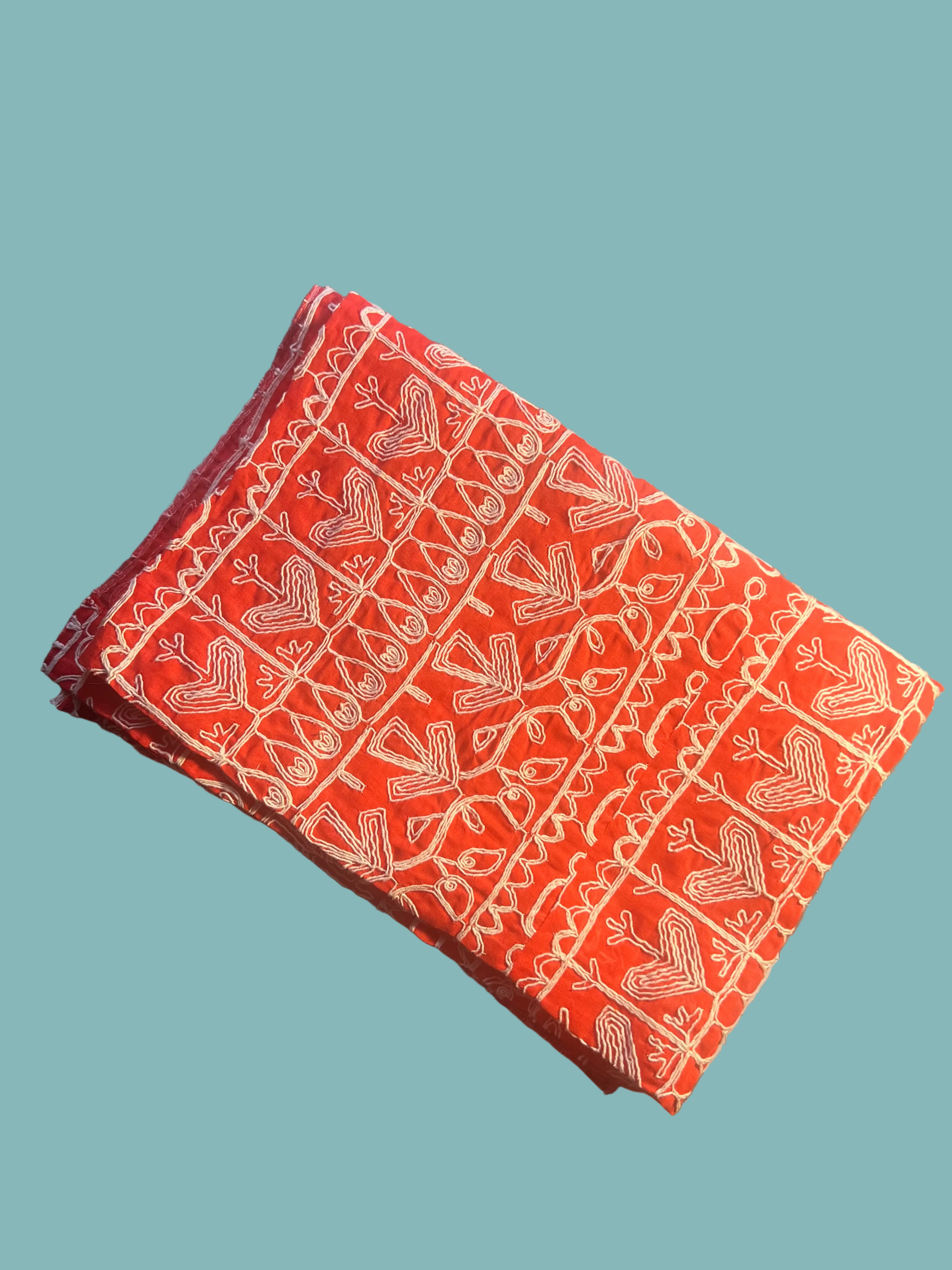 Hand- sewn Artisan  Sheer and Natural 18” X 50” fabric piece