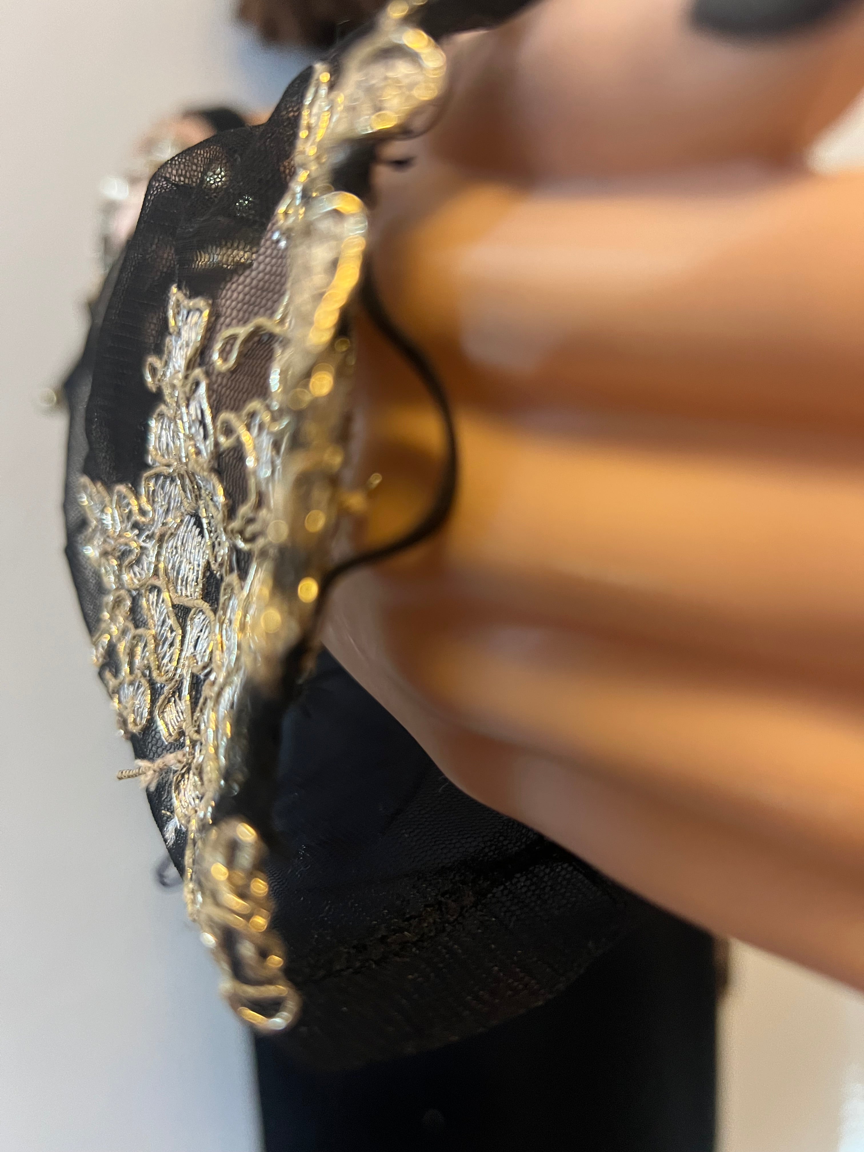 Pair of Black and Gold Fingerless Gloves- Small
