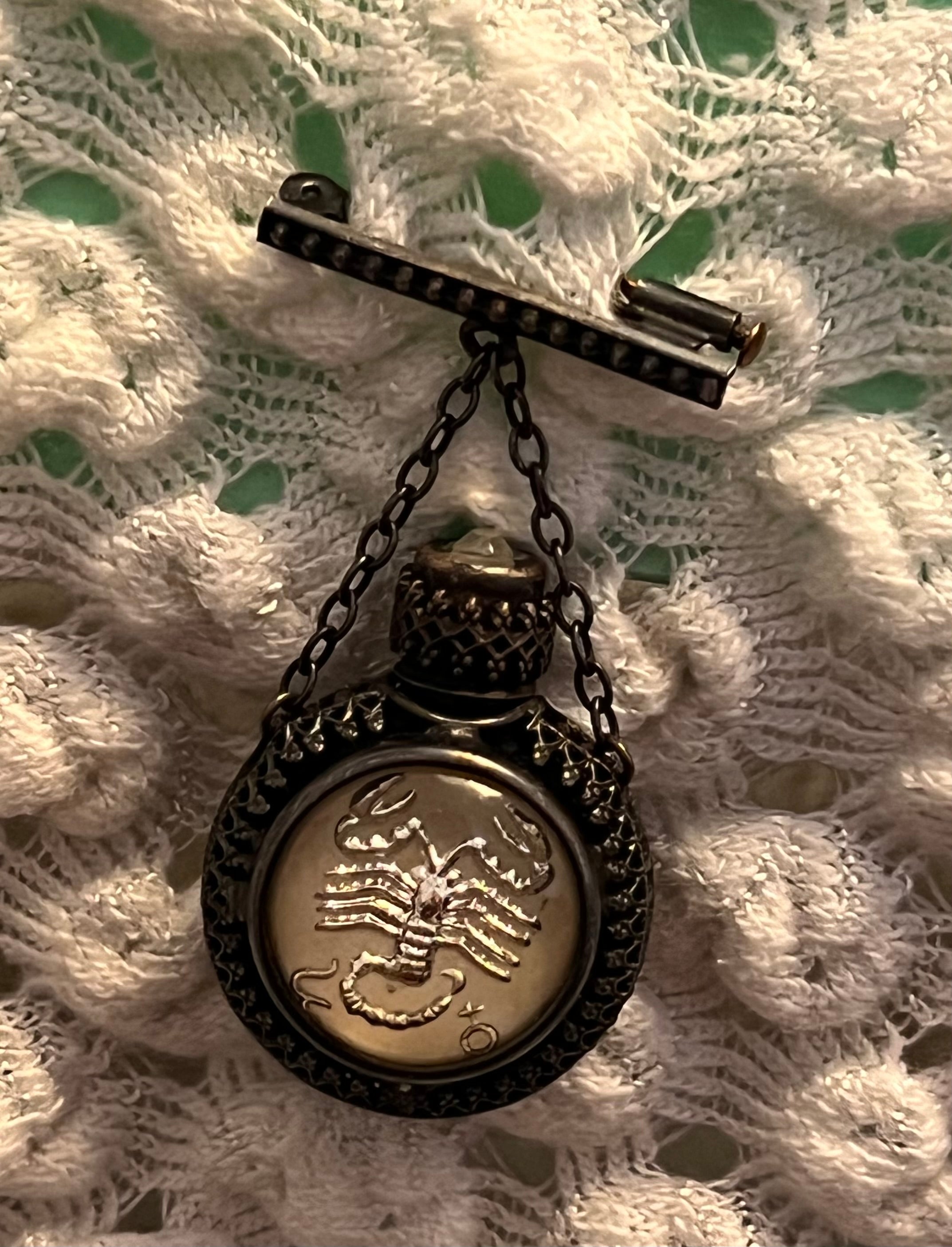 Rare Vintage Scorpion Perfume Bottle Brooch