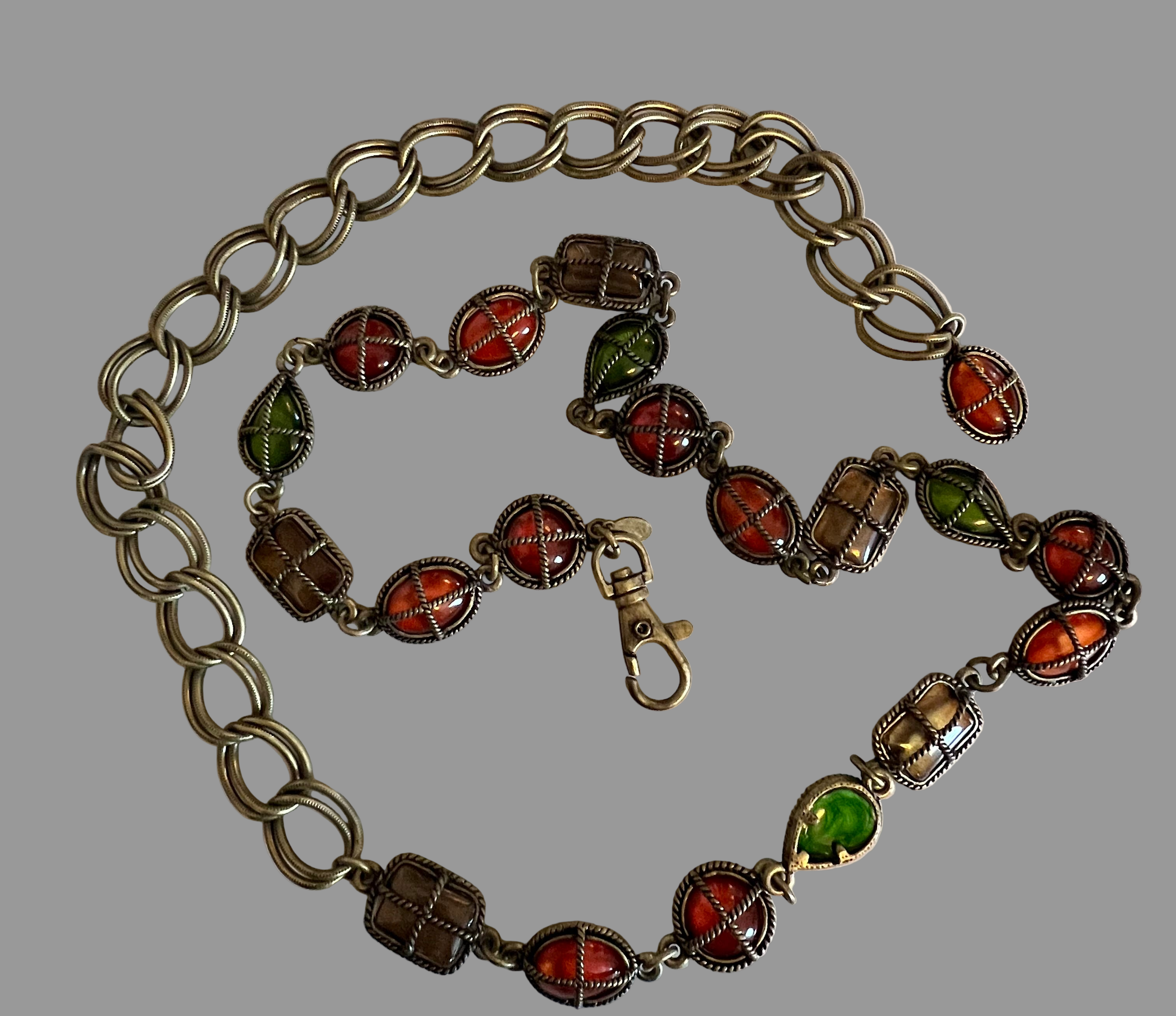 Vintage Brass and Stained Glass Belt