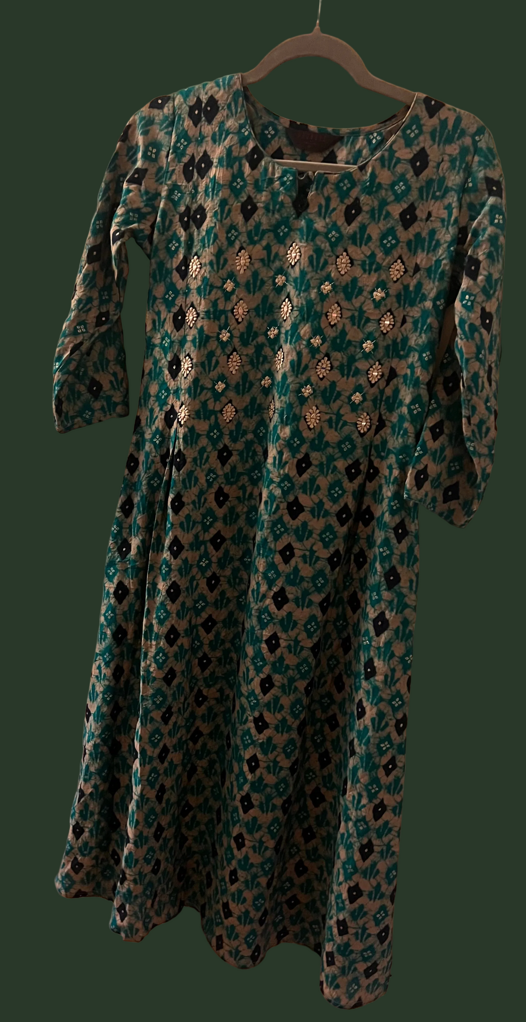 Adorned Cotton Dress- Medium