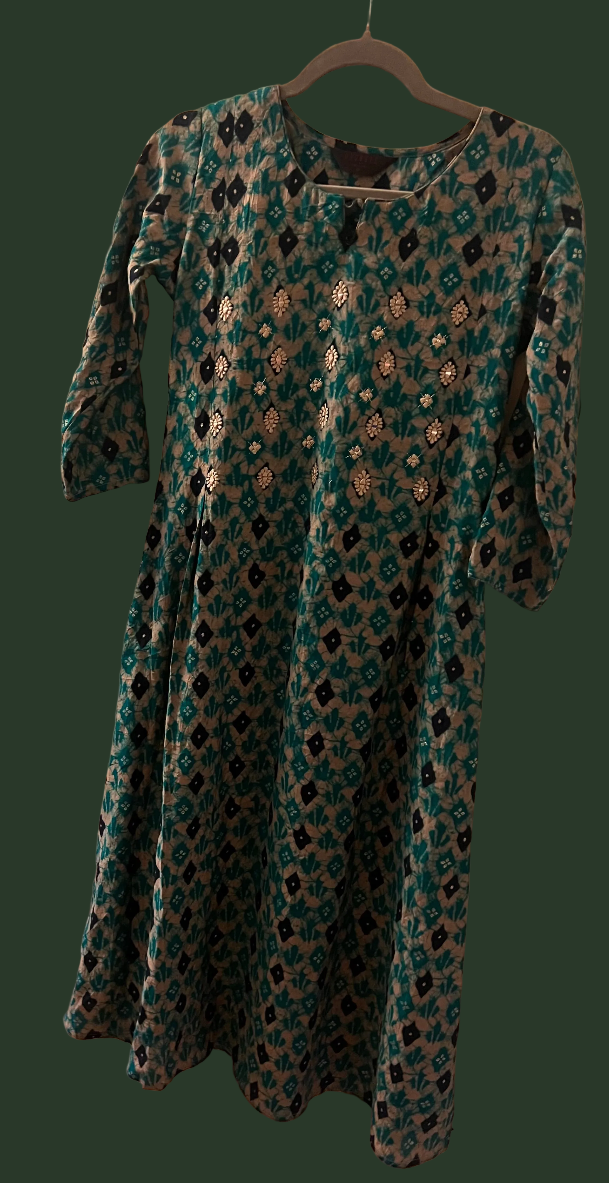 Adorned Cotton Dress- Medium