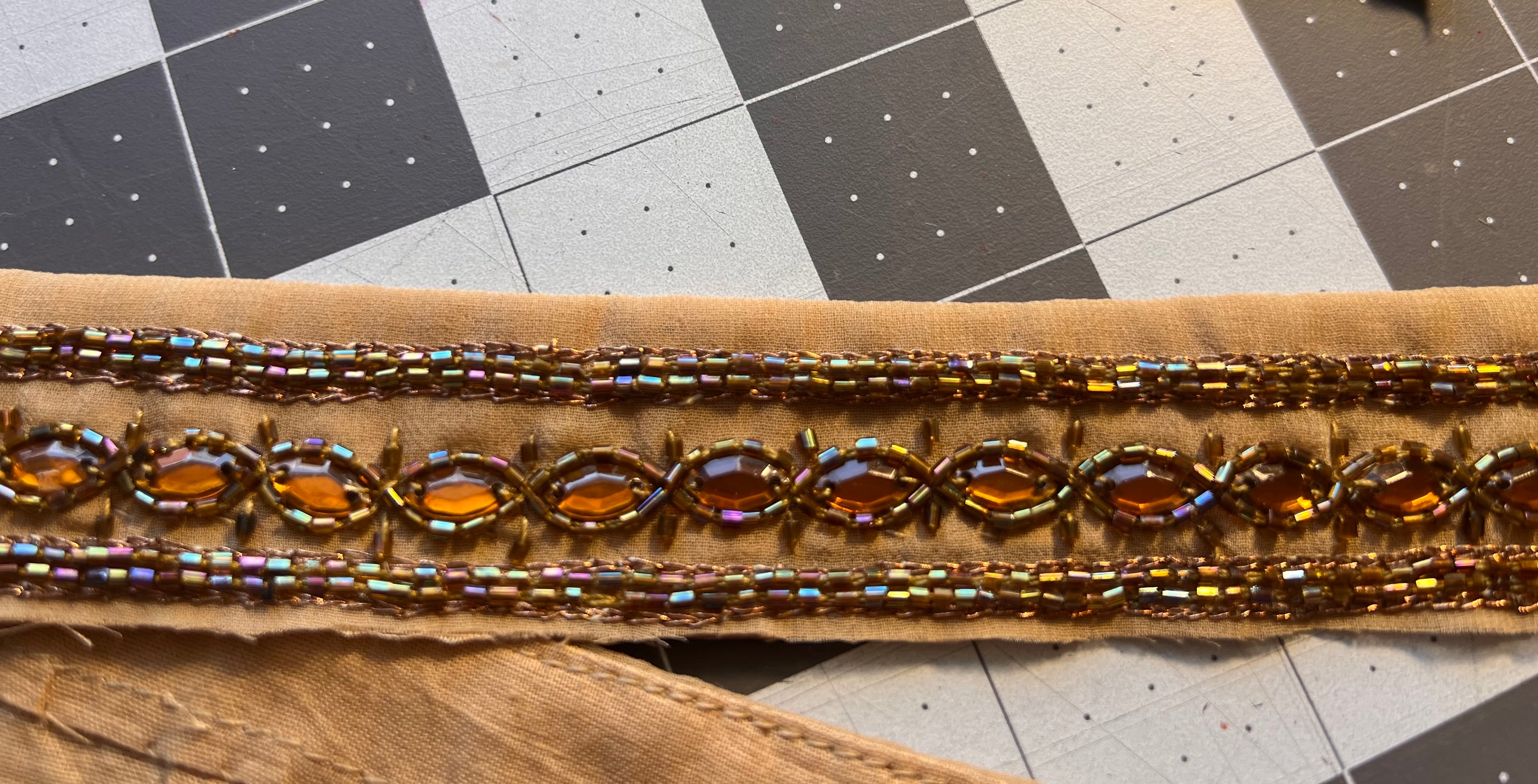 Set of Embellished Trim- Two 9 inch long steps and One 19 inch long strip.