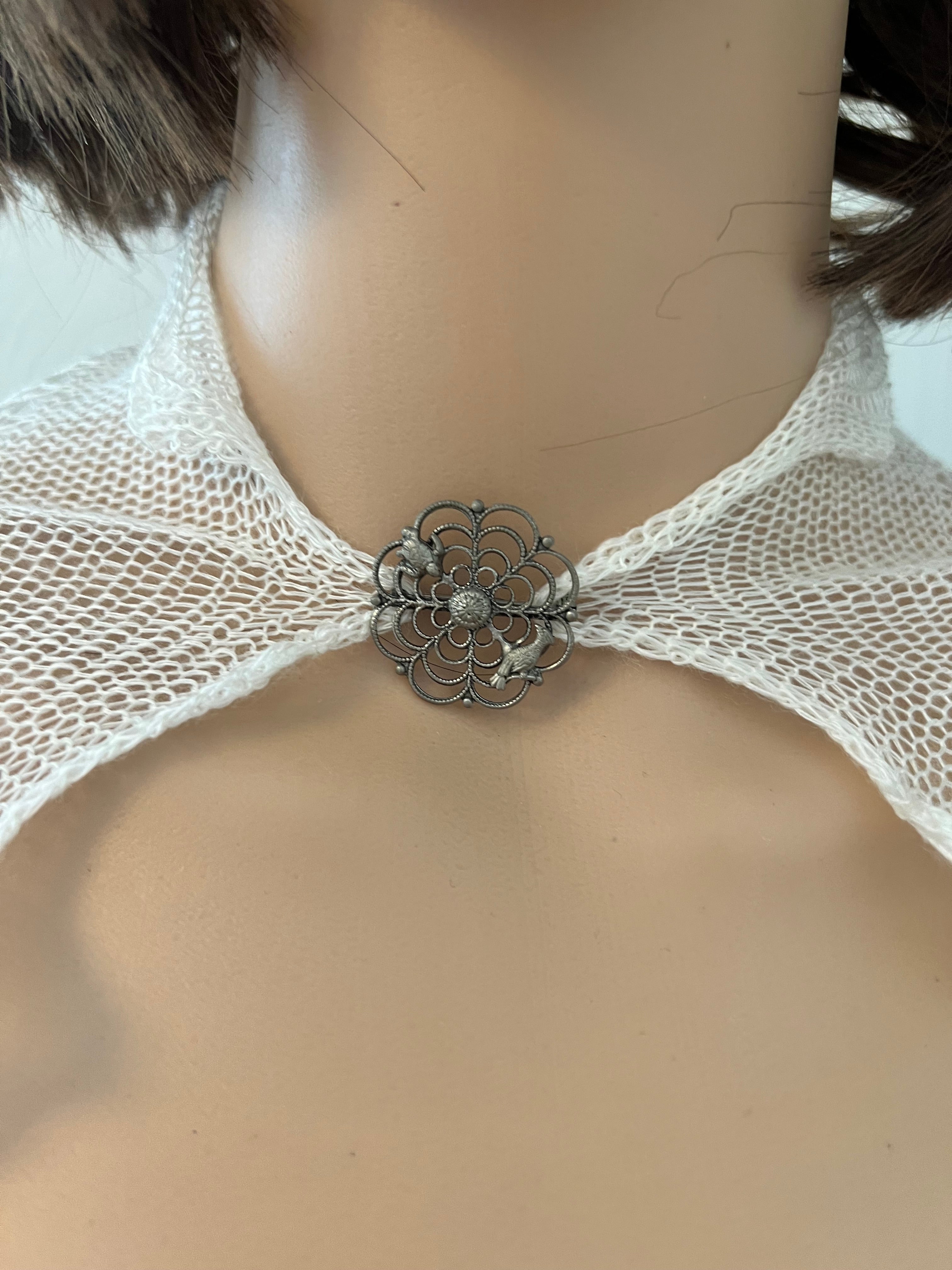 Vintage Spider Web Cape With Vintage Brooch- One Size