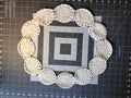 White Cotton Crocheted Ring Trim- 42 inches around. Sewn circles are 3 inches in diameter.