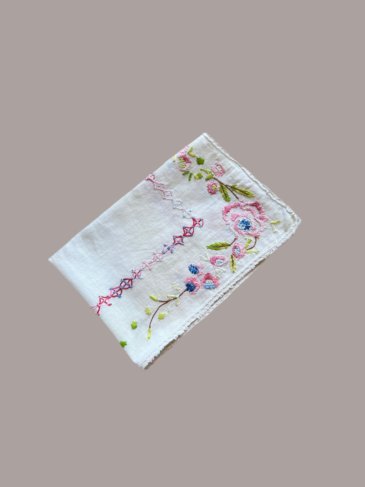 Floral Embroidered Linen-13”X36”