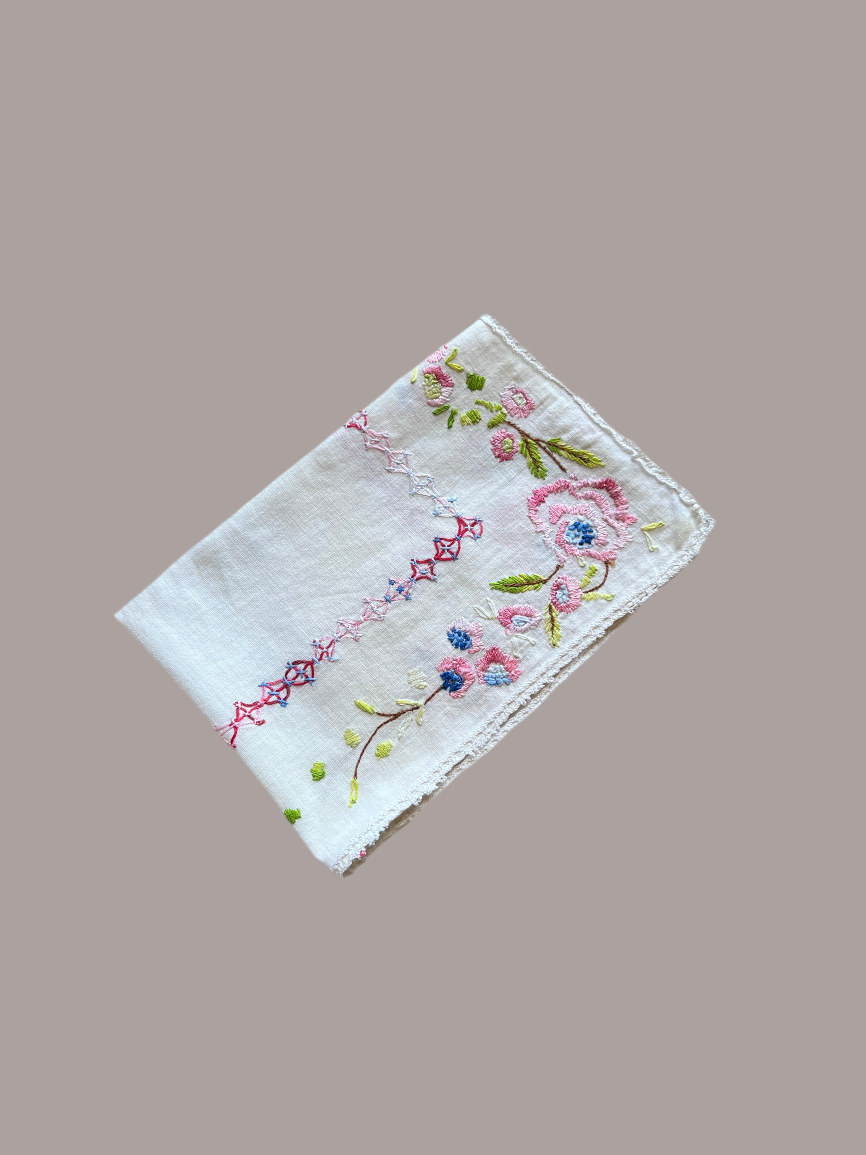Floral Embroidered Linen-13”X36”