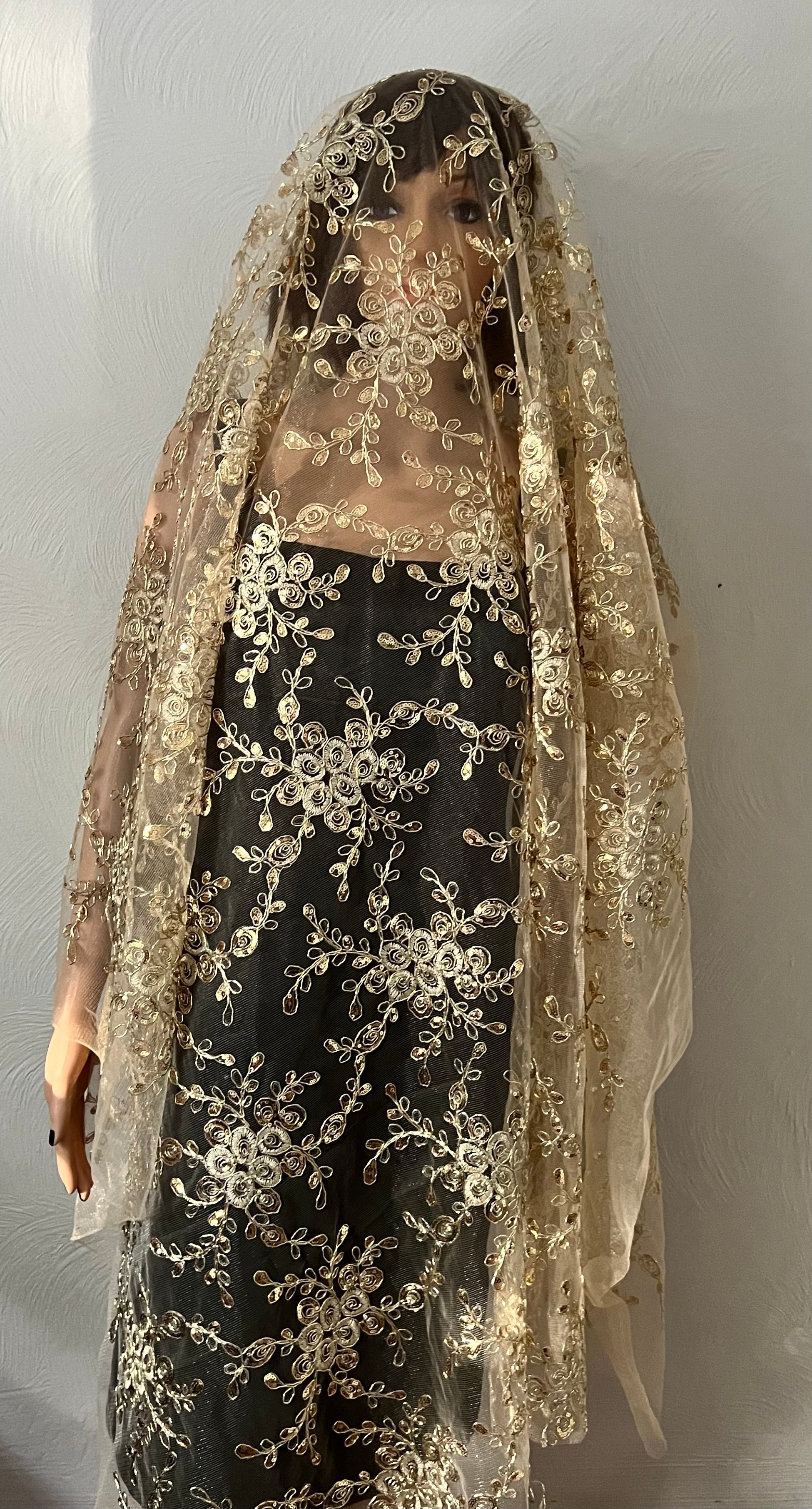 Large Piece of Golden Lace Fabric