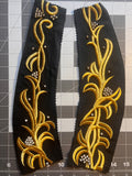 Pair of Upcycled Silk Embroidered Trim- 12.5 inches long, approx 3.5 inches wide