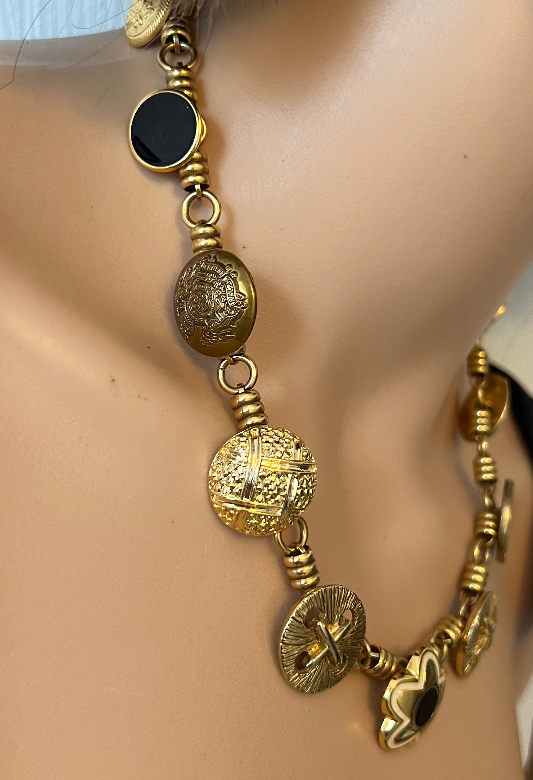 Vintage Brass Button Necklace