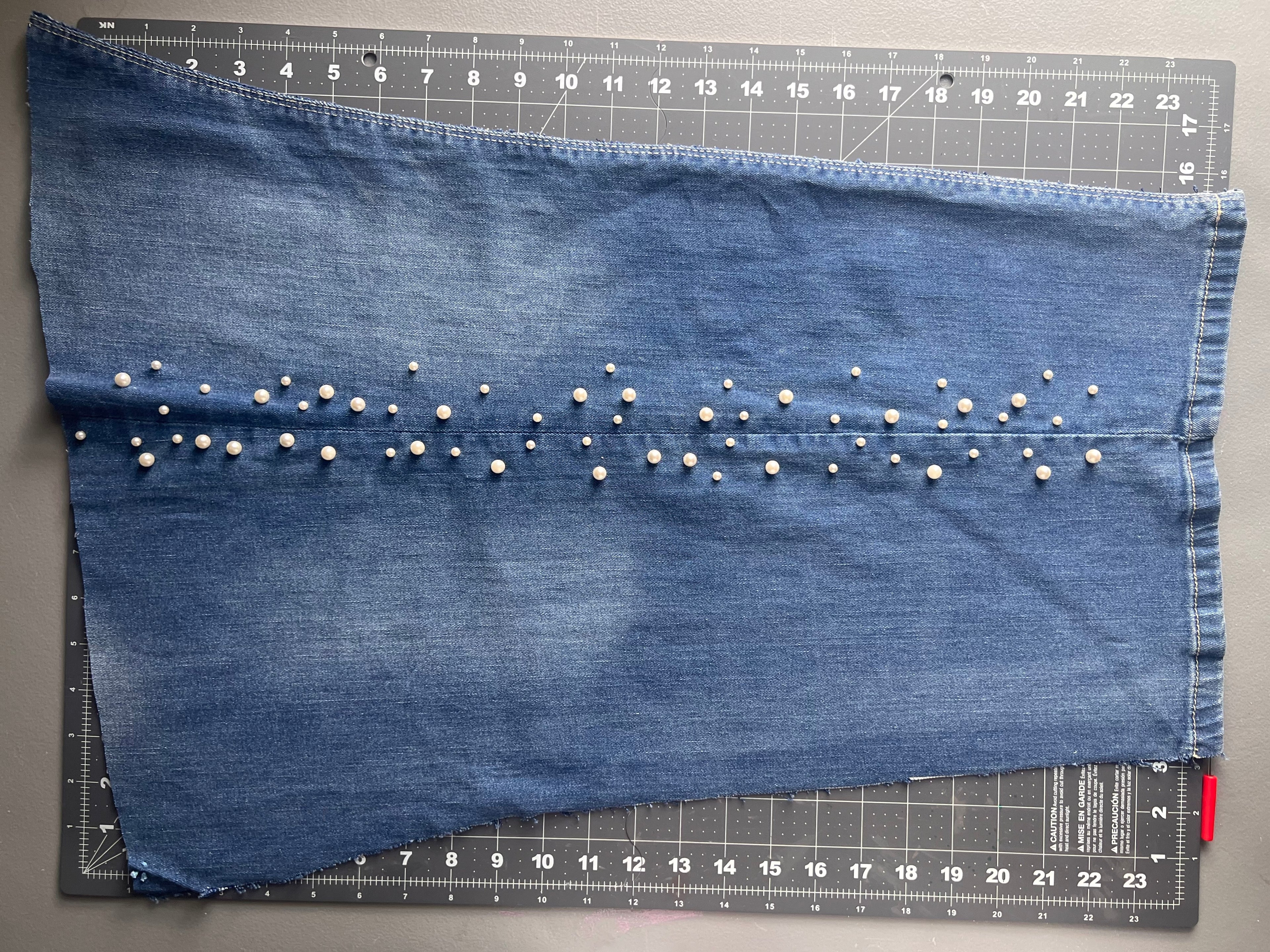 Upcycled Denim - Faux Pearled