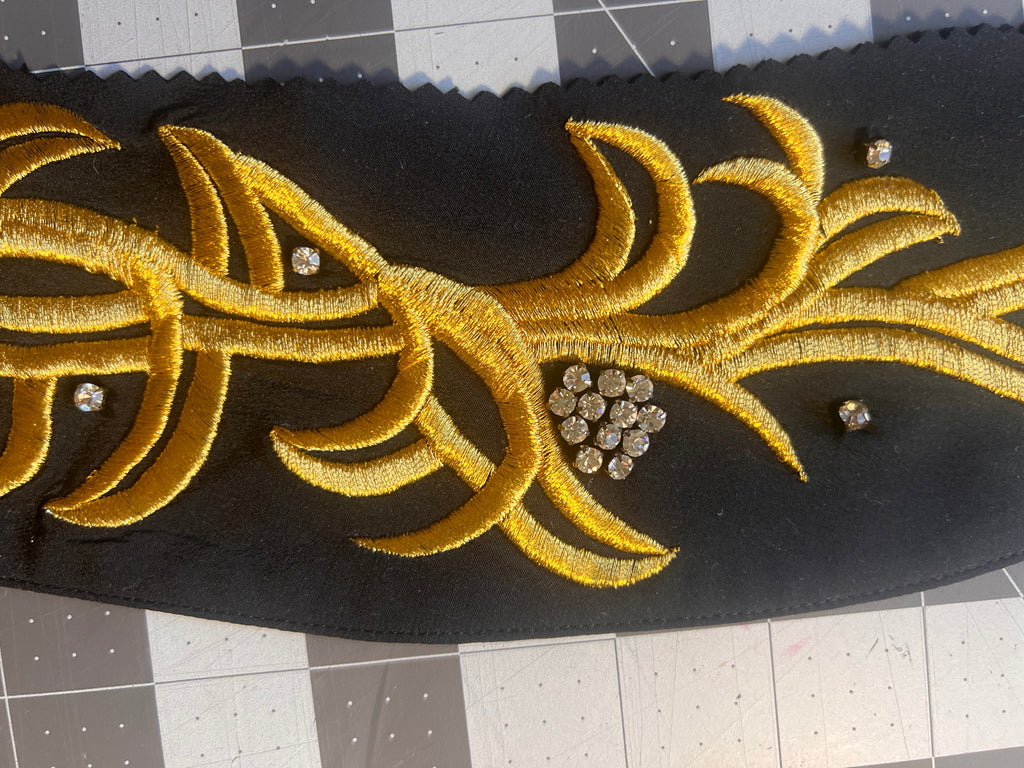 Pair of Upcycled Silk Embroidered Trim- 12.5 inches long, approx 3.5 inches wide