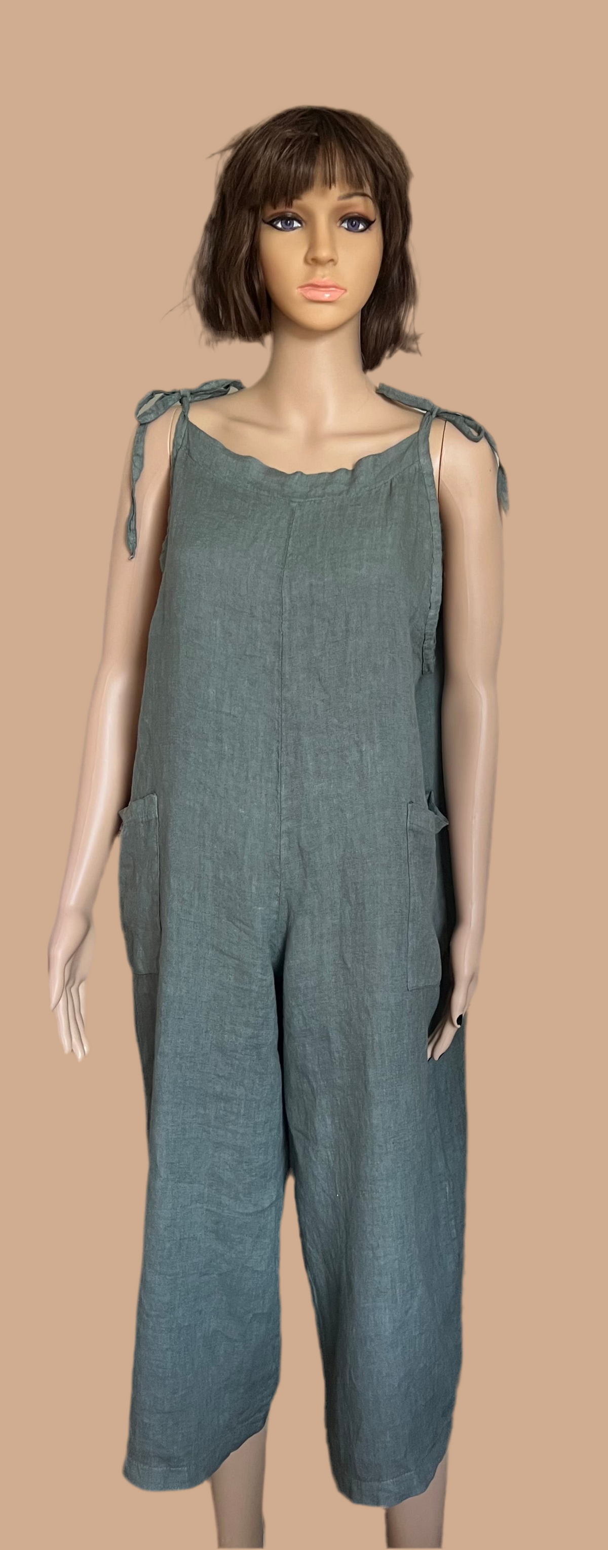 Beachwood Linen Overalls- One Size