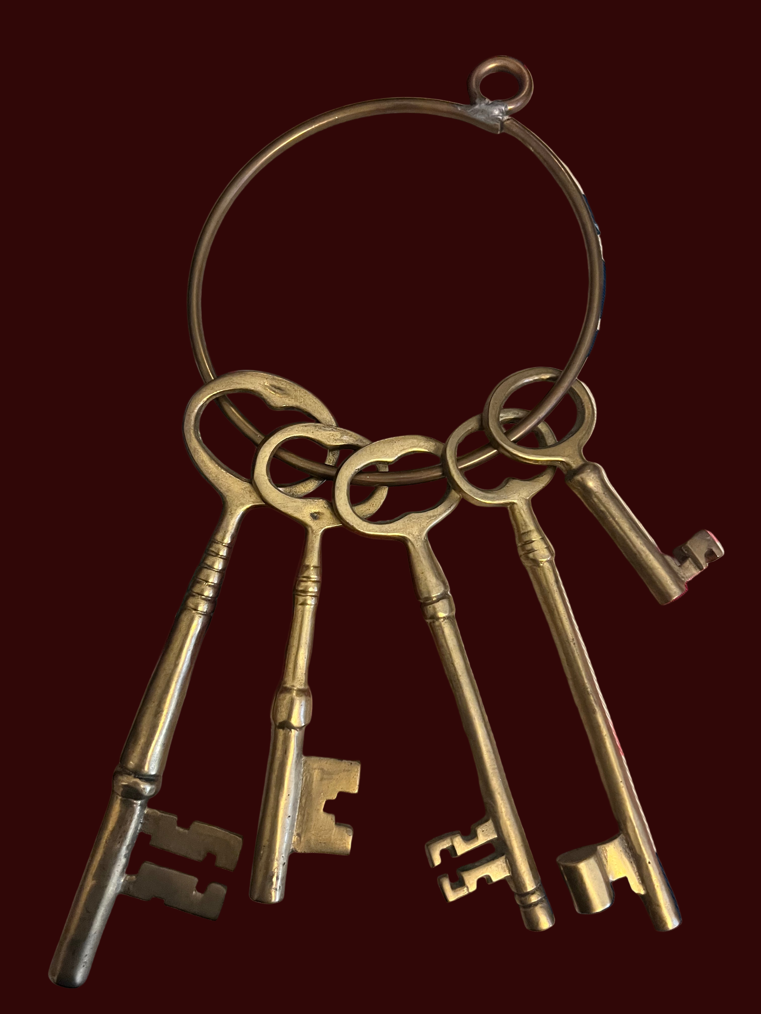 Vintage Brass Keys on Ring Decor