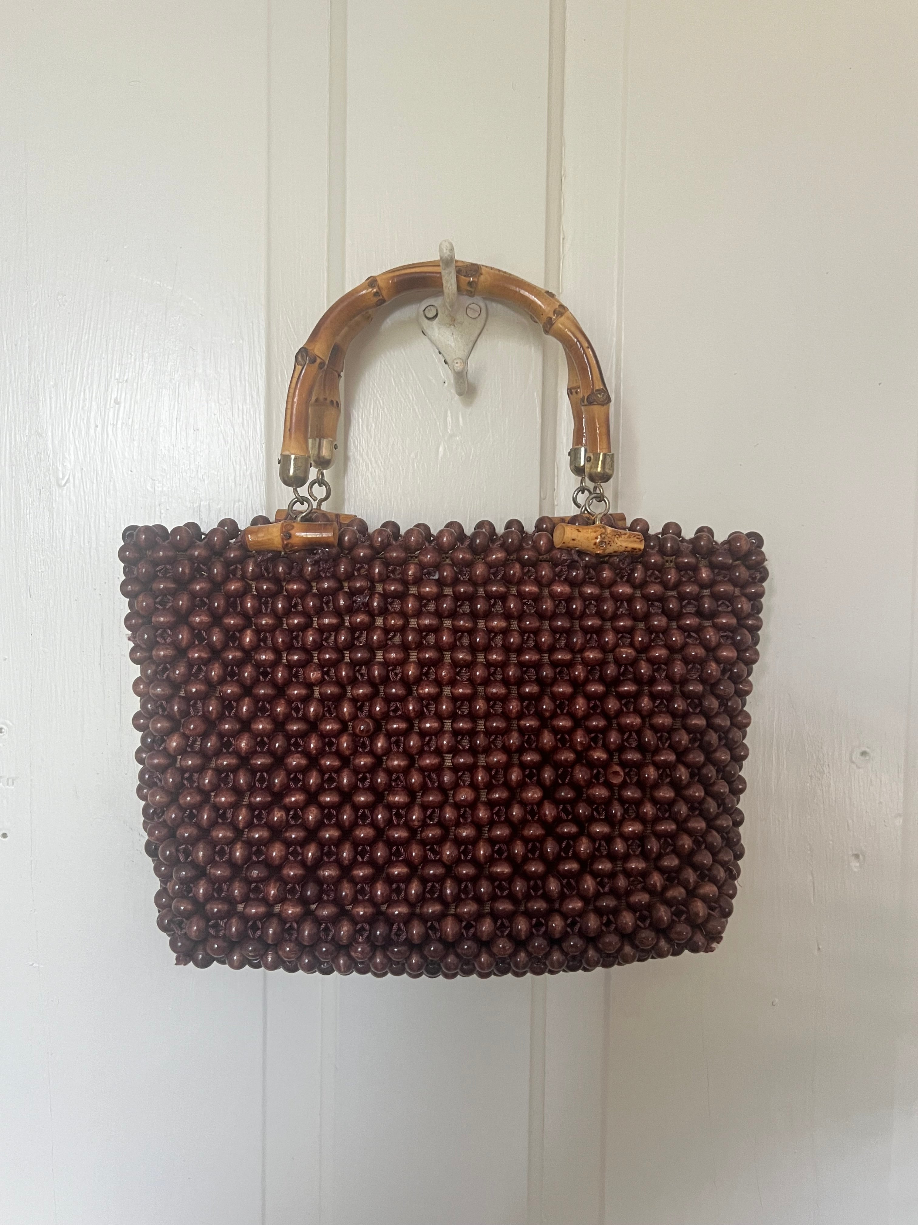 Vintage Mid Century Bamboo Handled Bag