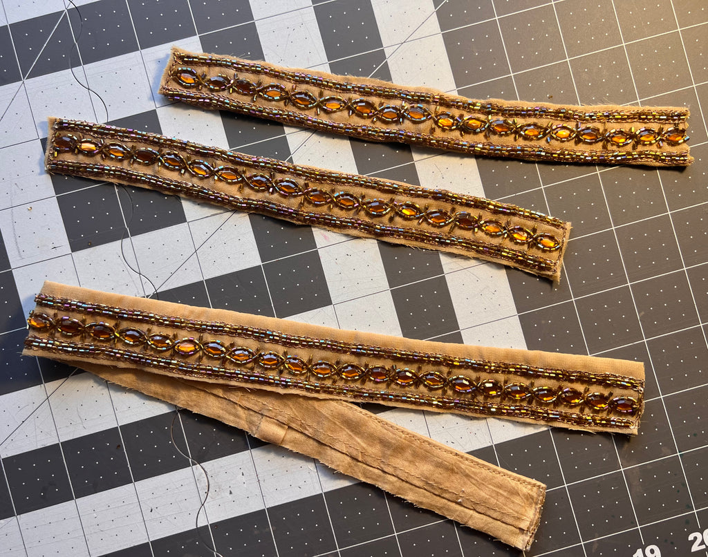 Set of Embellished Trim- Two 9 inch long steps and One 19 inch long strip.