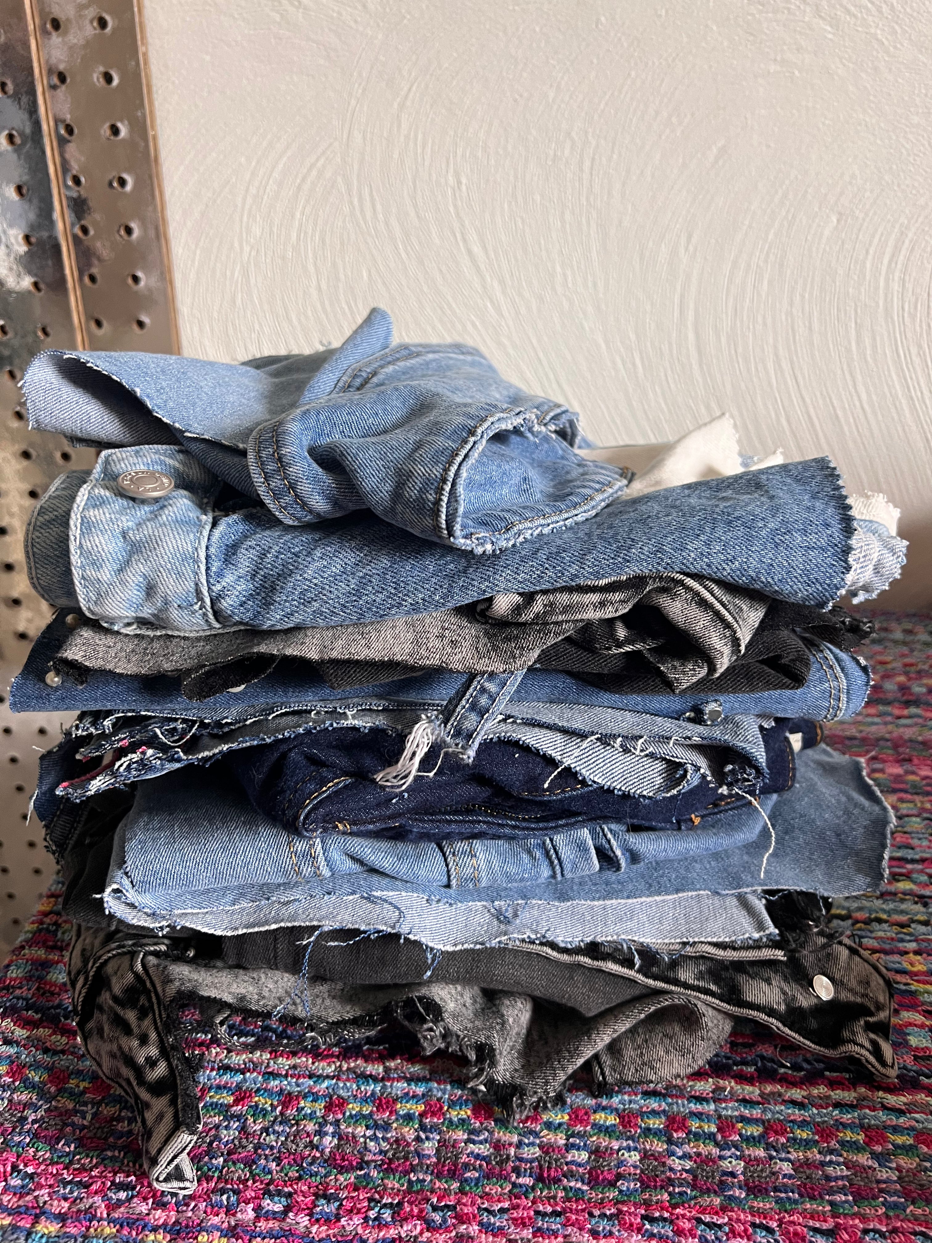 Bundled Stack of Upcycled Denim