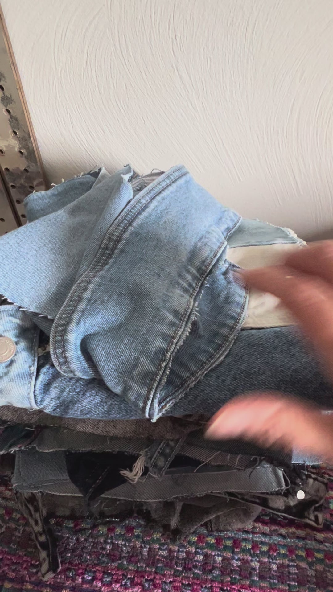 Bundled Stack of Upcycled Denim